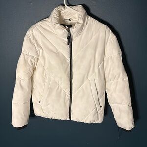 DKNY Womens White Puffer Jacket Size Small